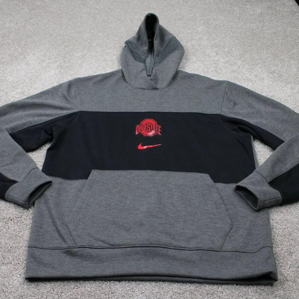 Nike Ohio State‎ Hoodie Adult Medium Gray/Black Dri-Fit L/S Hooded Sweatshirt